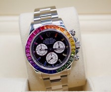 Rolex Daytona 40mm Custom Rainbow Black Dial Rainbow Bezel Stainless Oyster B/P