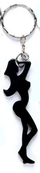 Sexy Girl/Woman Silhouette Black Metal Bottle Opener Keychain Keyring Trucker