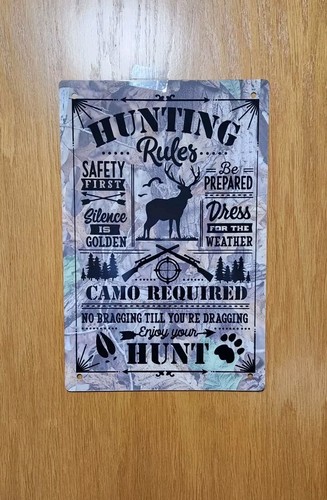 Hunting Rules Aluminum Metal Tin Sign 8x12 Cabin Decor, Deer Camp Or Lodge Sign - Picture 2 of 4