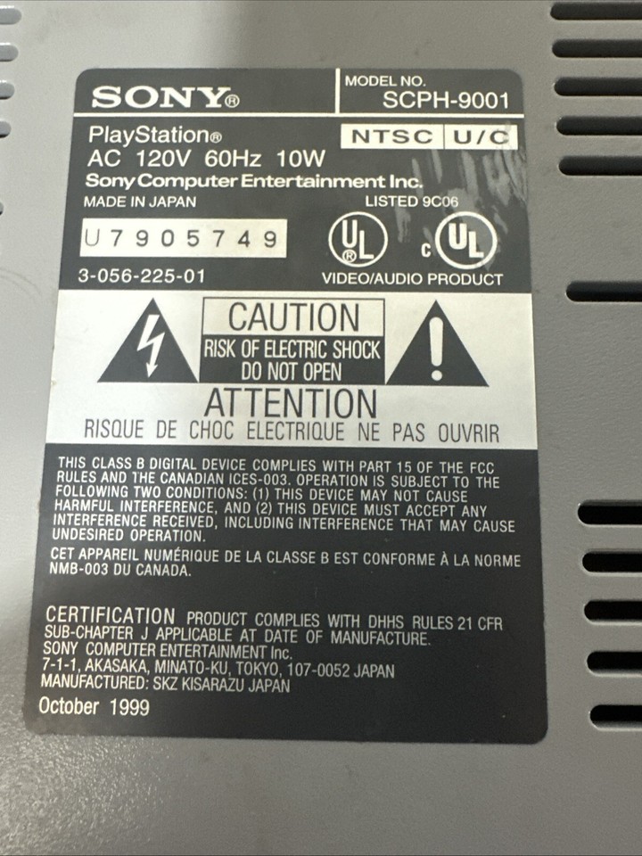 PS1 Sony SCPH 9001 Replacement Bottom Shell Housing Good Condition | eBay