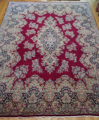 Antique Kermann 10' x 15' Hand Knotted Wool Floral Oriental Rug