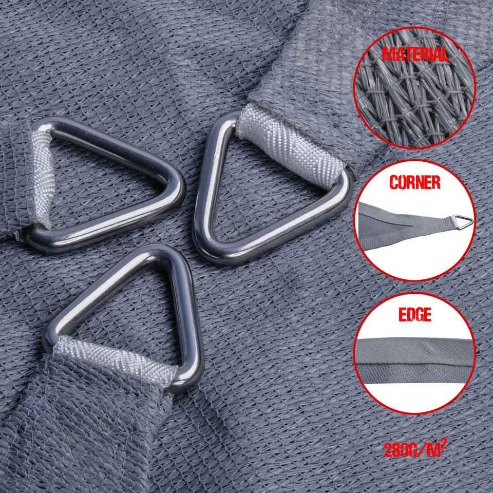 Extra Heavy Duty Shade Sail Shade Cloth Grey Gray Sun Triangle Square Rectangle - image 3 of 4
