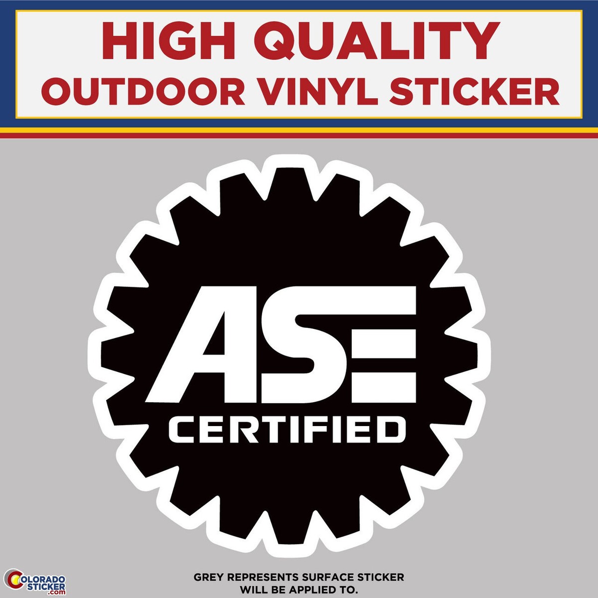 ASE Certified Mechanic Logo, High Quality Vinyl Stickers - Main Image