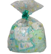 1996 Baby Shower Diaper Bag Gift Set Booties Bottle Food Container Bear Toys VTG