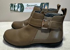 Vionic Adrie Brown Leather Ankle Boots Comfort Stretch Orthoheel Zip Women's 6M