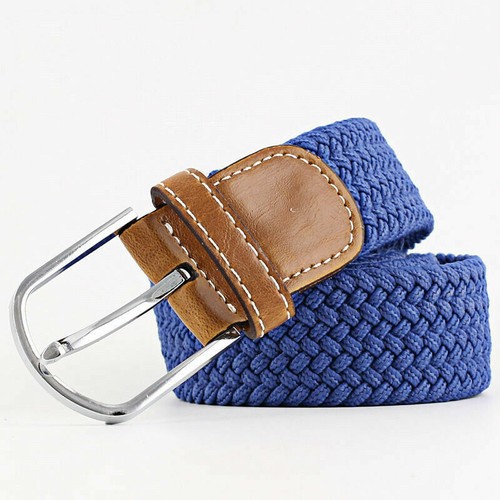 Waist Belt Elastic Woven Buckle Canvas Men's Stretch Braided Straps Waistband - Picture 22 of 26