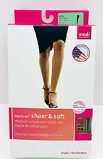 Mediven Sheer and Soft Thigh High Compression Stockings Natural 20-30 Size 4