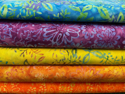 Moda Chroma Batik Baumwollstoff 1/4 Meter* Blume Floral Batik orange blau