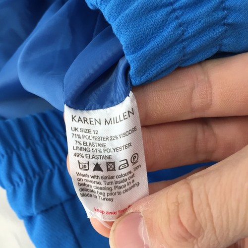 Karen Millen womens skirt size 12 blue A-line stretch solid mini pockets 025530 - Picture 7 of 11