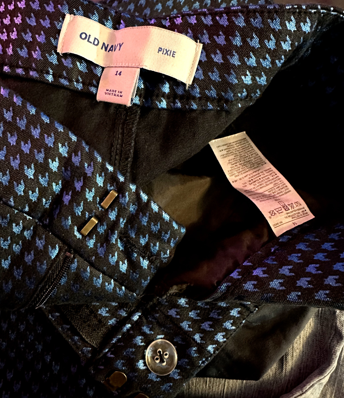 Old Navy Pixie Black Metallic Blue Houndstooth Sl… - image 4