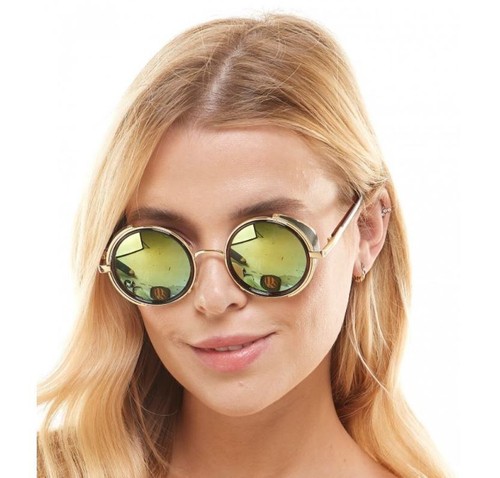 Steampunk Circle Sunglasses Reflective Lenses Costume Masquerade Mask Accessory - Picture 4 of 4