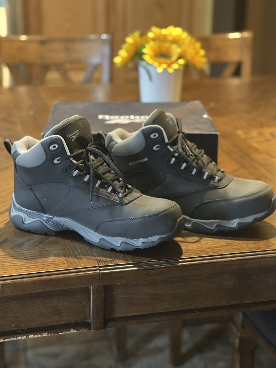 REEBOK BEAMER MEN'S WATERPROOF ATHLETIC WORK BOOT BLACK/GREY TRIM BOOTS  RB1068