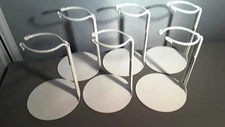 Doll Stands set of 6 White Painted Metal for Dolls 3 to 5 inches KAISER # 1001