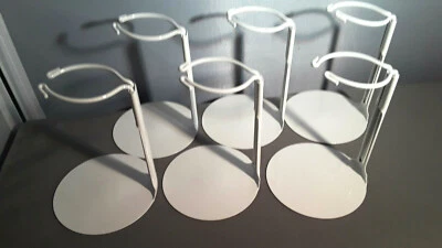 Doll Stands set of 6 White Painted Metal for Dolls 3 to 5 inches KAISER # 1001