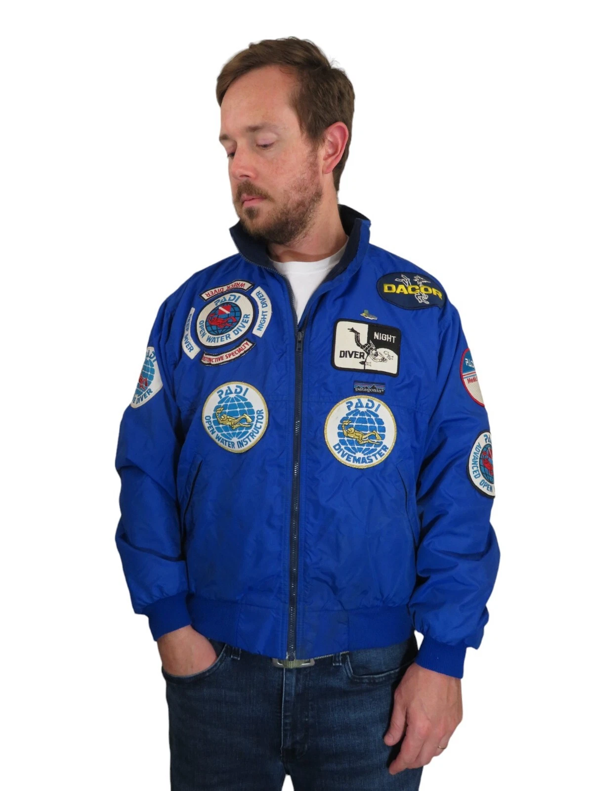 patagonia vtg made in usa 90s fleeced shelled padi diver patch jacket