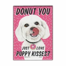 Retro Pets Magnet, Donut You Love Puppy Kisses, Maltese Dog, 2.5" x 3.5"