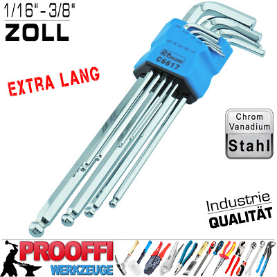 KS Tools Innensechskant-Winkelstiftschlüssel XL, 6 Mm – Extra Lang, Matt Verchromt
