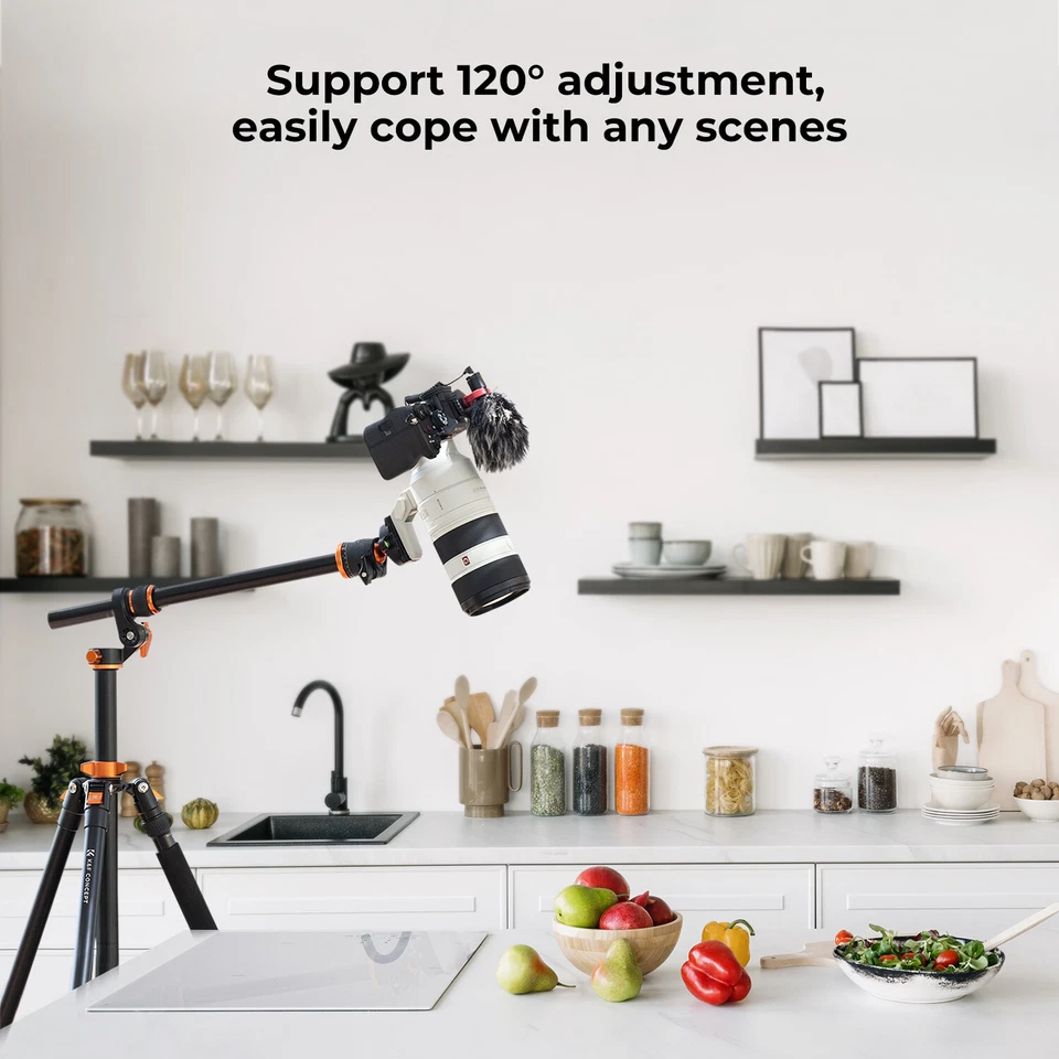 K&F Concept 90in Ultra-high Camera Tripod Transverse Center Column 10KG Load - Image 3 of 4