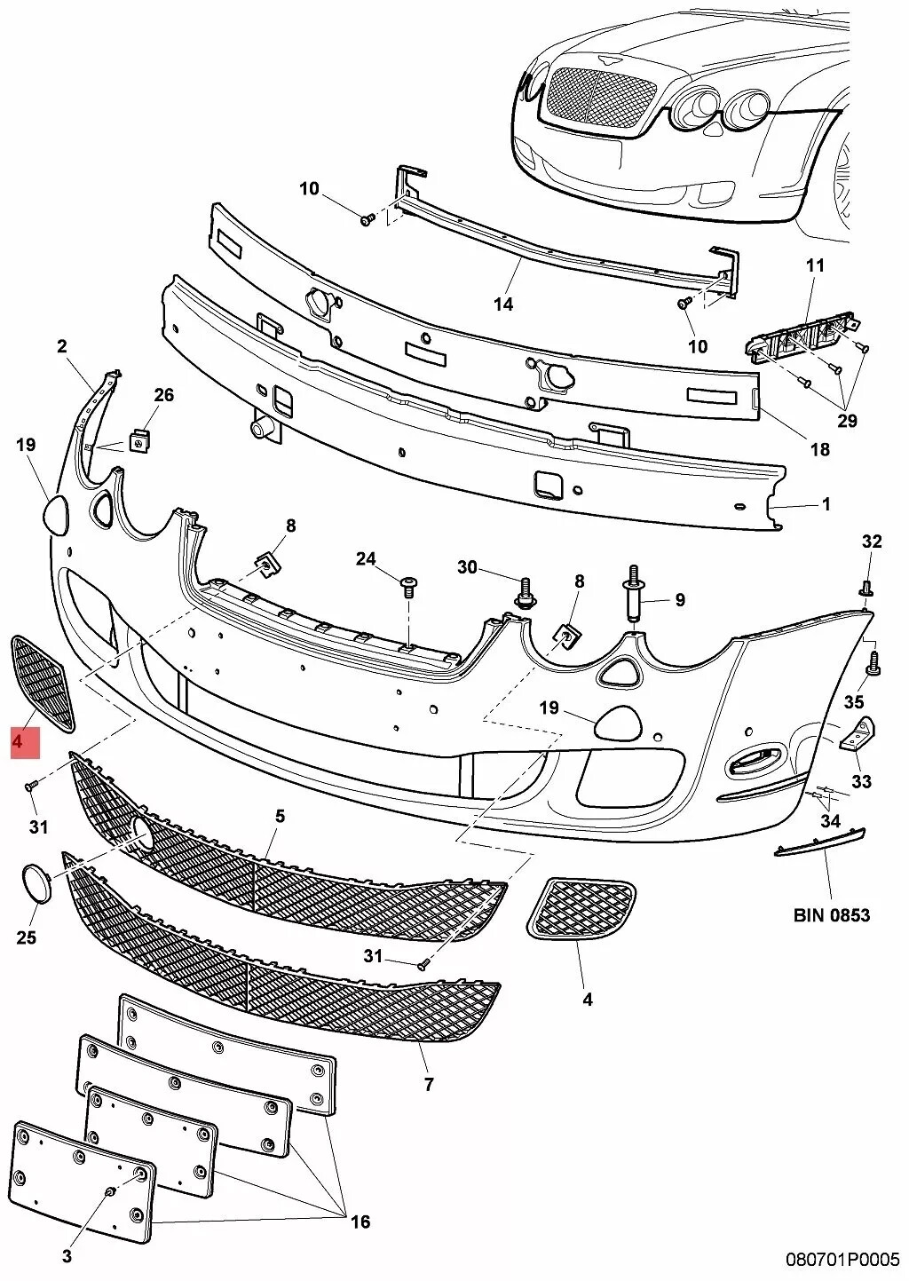 Bentley Flying Spur Front Bumper Left Lower Grill Chrome OEM 3W5807683F