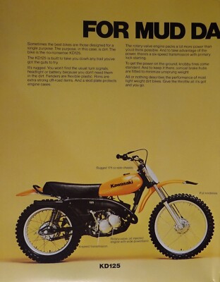 メル子ページ 1979 Kawasaki 8-page sales brochure-literature poster KE100 KE250