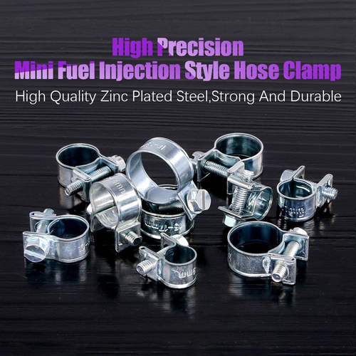 92Pcs 10 Sizes Zinc Plated Mini Fuel Injection Line Style Hose Clamp Assortment - Picture 4 of 12