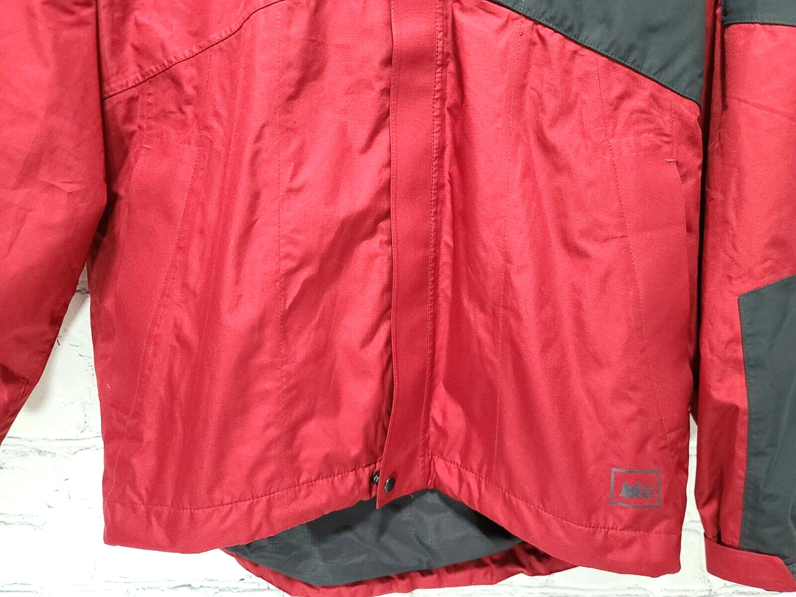 REI Elements E1 Men's Red Small Gray Rain Jacket … - image 4