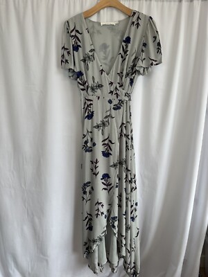 Astr The Label Hadley Maxi Wrap Dress Short Sleeve Floral Lined