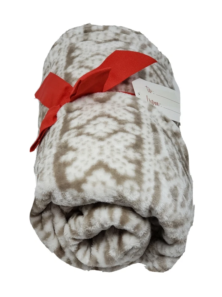 Плюшевое плед Cannon Velvet Touch 50 X 70 дюймов светло-коричневый племенной дизайн мягкое - Изображение 2 из 4