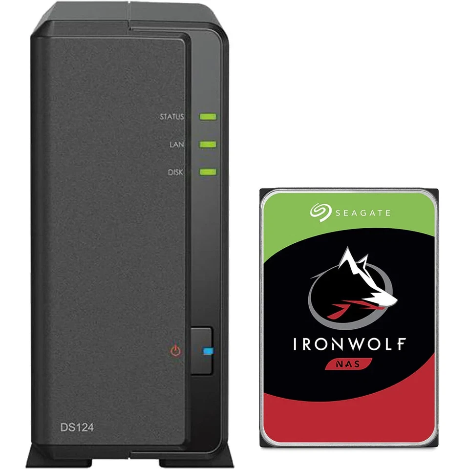 Synology DS124 1-Bay NAS 4TB-20TB, WD Red, IronWolf, N300- Desktop NAS Solution - Image 4 of 4