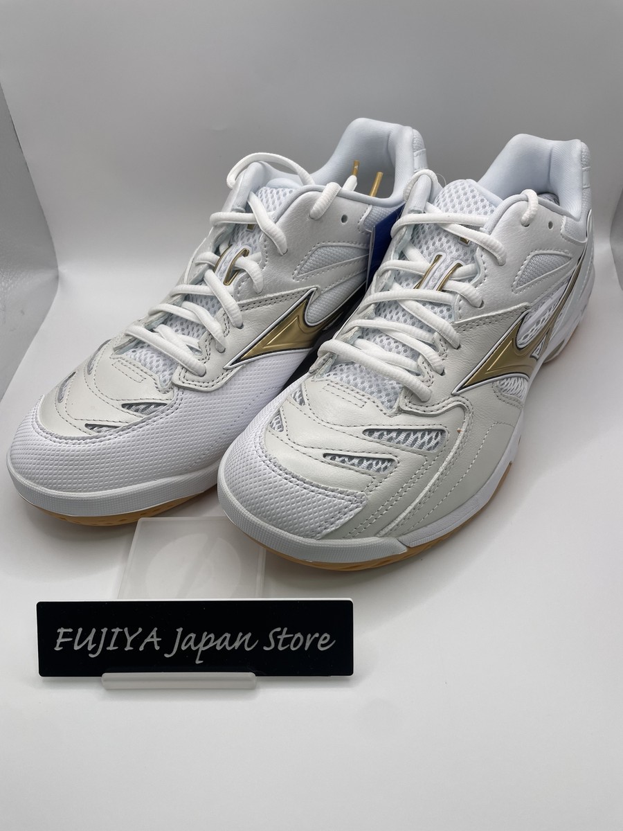 MIZUNO　WAVE FANG シューズ 27cm Mizuno Badminton Shoes WAVE FANG NX White / Gold 71GA2050 50
