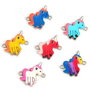 10X Mixed Color Enamel Unicorn Pony Alloy Charm Pendant DIY Jewelry Craft Making