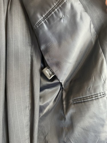 George Men's Navy Blue Pinstripe Suit 42R 36 x 27 Three Button Blazer Trousers - Picture 12 of 24