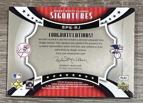 2007 Upper Deck Sweet Spot Classic #SPS-RJ Reggie Jackson Red Stitch AUTO #/75 - Picture 2 of 2