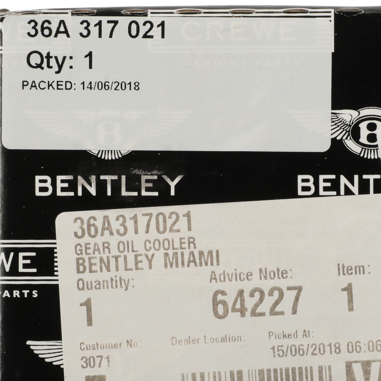 Genuine Bentley 17-20 Bentayga Front Axle Differential Gear Oil Cooler 36A317021