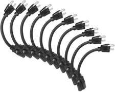 DEWENWILS 10 Pack Short Extension Cord, 1 Foot Power Cord, 16 AWG SJTW Weatherpr