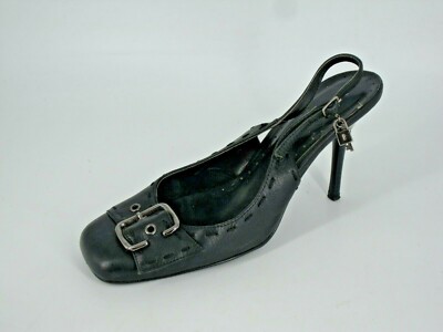 FLORE Leder Court Sling Schwarz Schuhe Größe UK 5 EU 38 NH9 GG 12