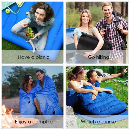 Double Sleeping Bag 4 Seasons Lightweight Camping Bag w/2 Pillows & Carrying Bag - Picture 7 of 10