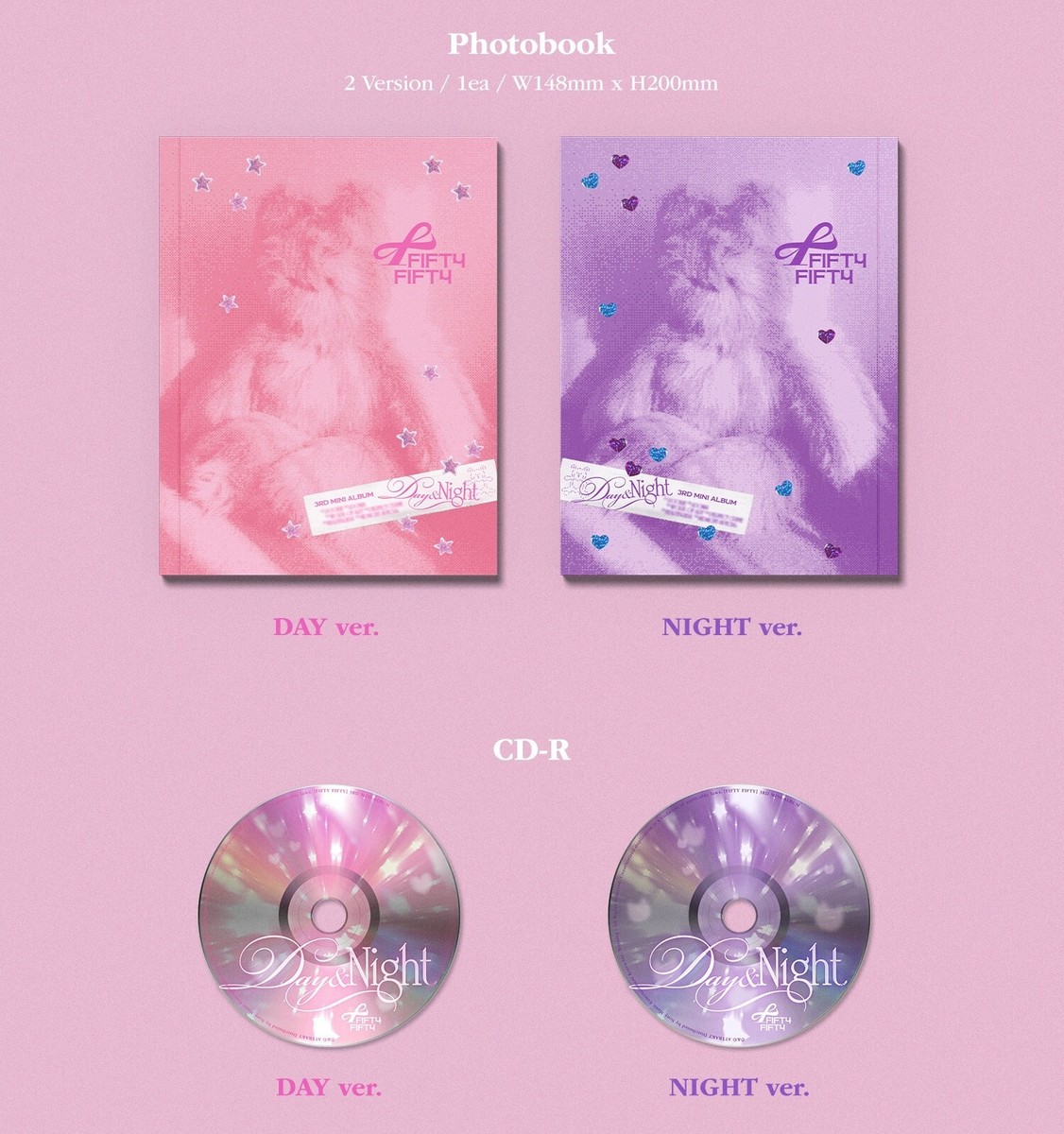 K-POP FIFTY FIFTY 3rd Mini Album Day & Night NIGHT Ver. CD+P.Book+