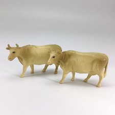 Celluloid Cows Set Of 2 Putz Christmas Toys Vintage 002