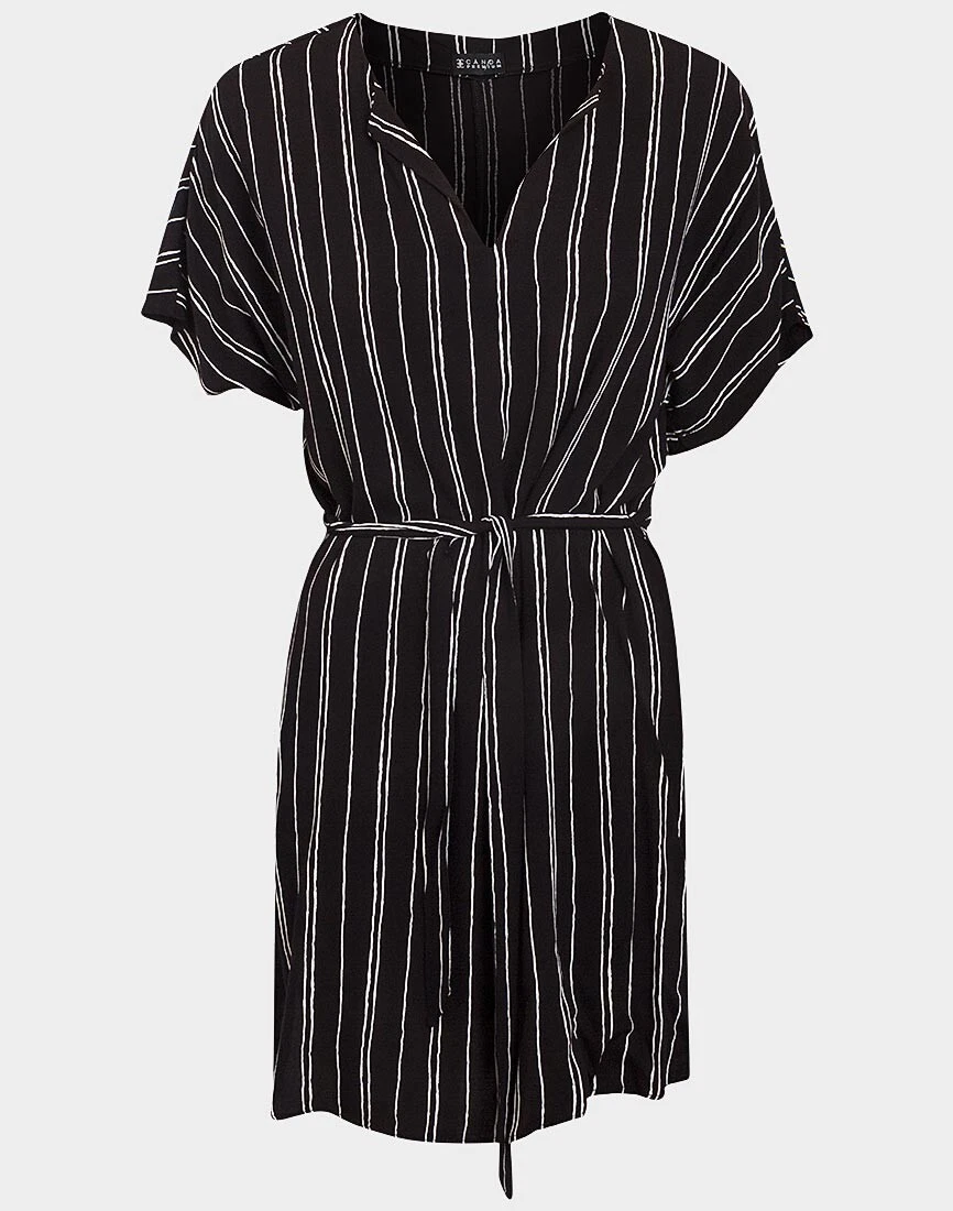 Robe chemise a rayures noires et blanches Ex C A Canada Premium pour femmes tai