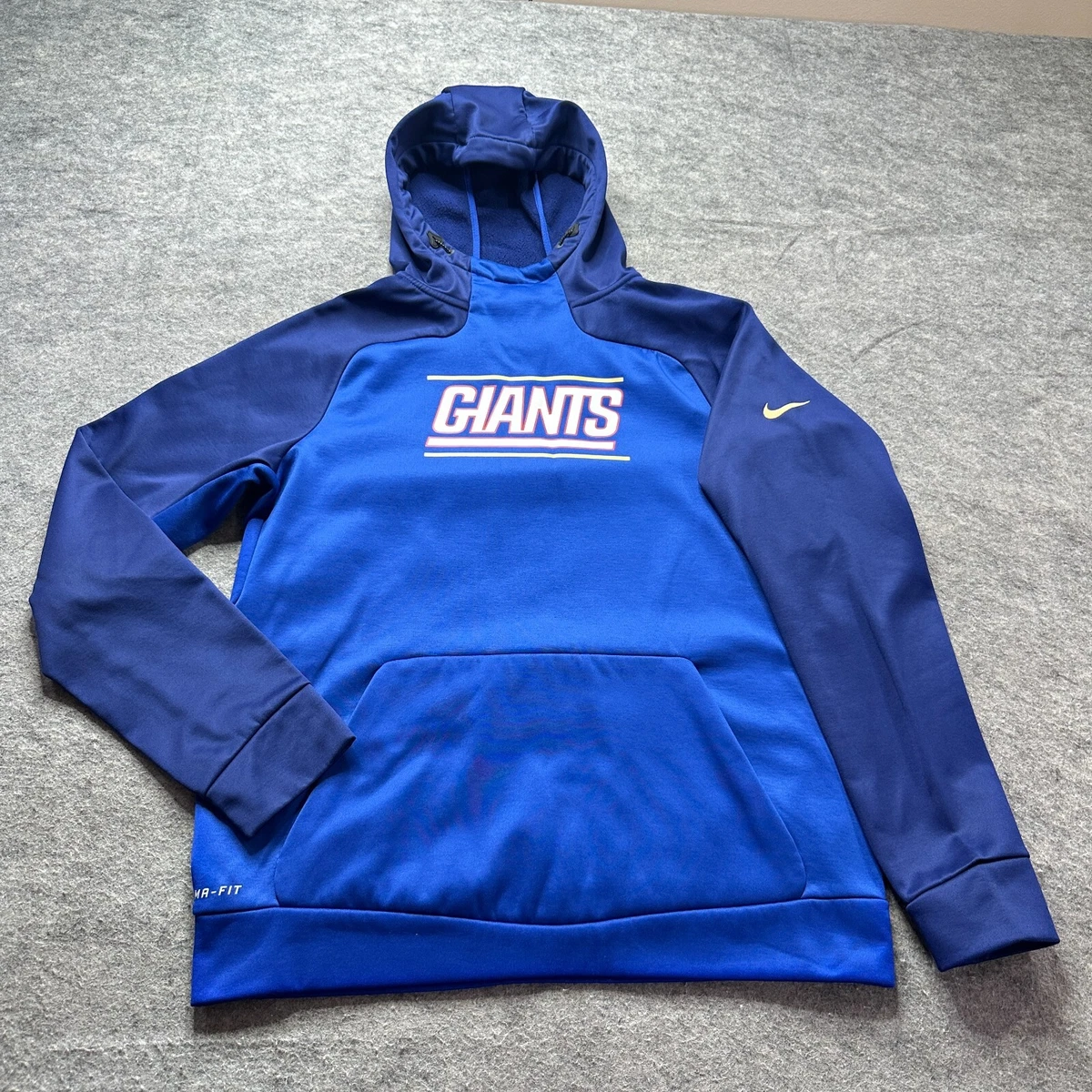 New York Giants Nike Hoodie Sweatshirt Men M Blue Colorblock THERMA FIT NFL