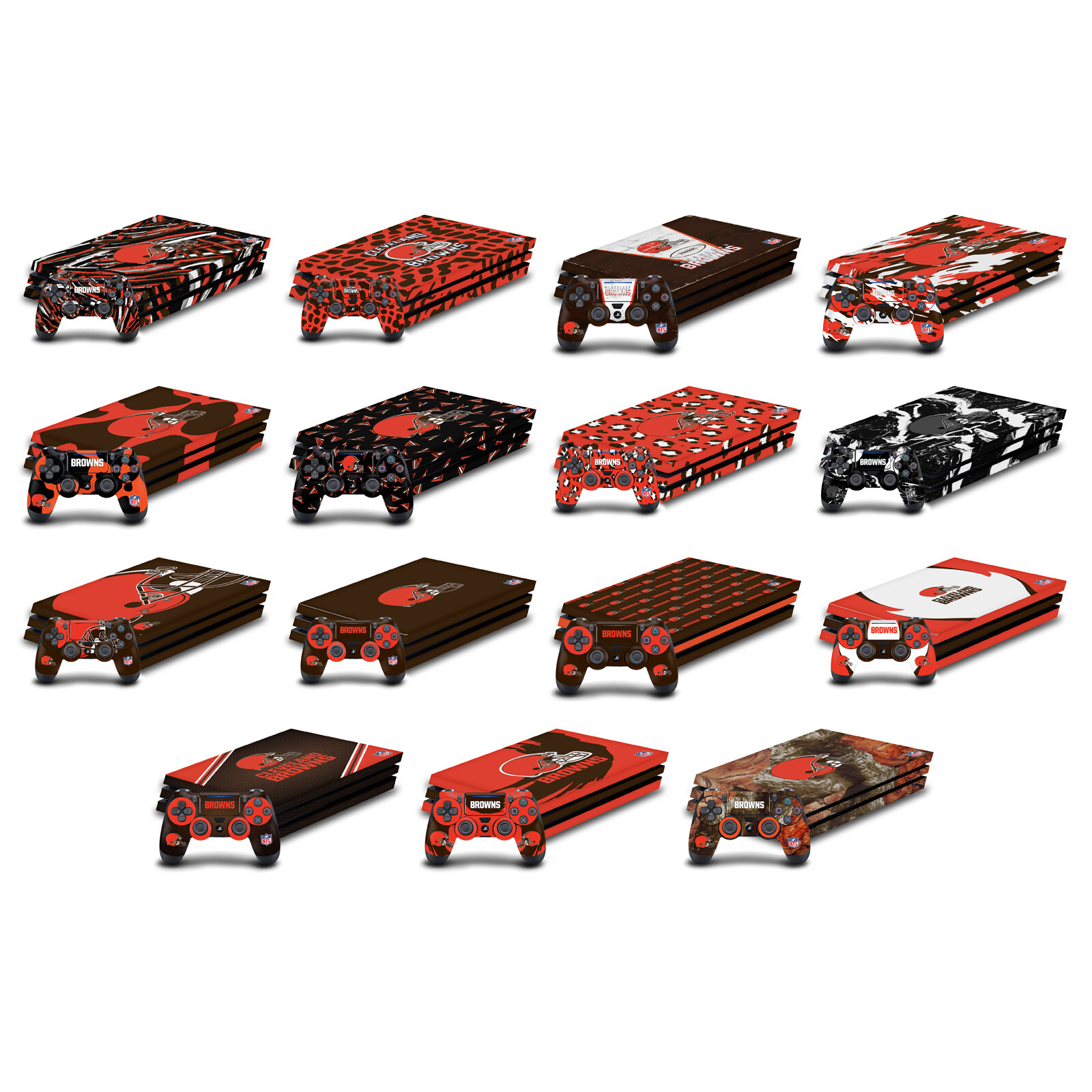 OFFICIAL NFL CLEVELAND BROWNS VINYL STICKER SKIN DECAL FOR SONY PS4 PRO BUNDLE
