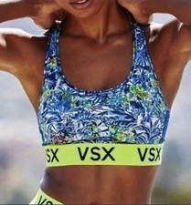 VSX Sport Victoria  s Secret Garden Floral Neon Green Sports Bra Size Small
