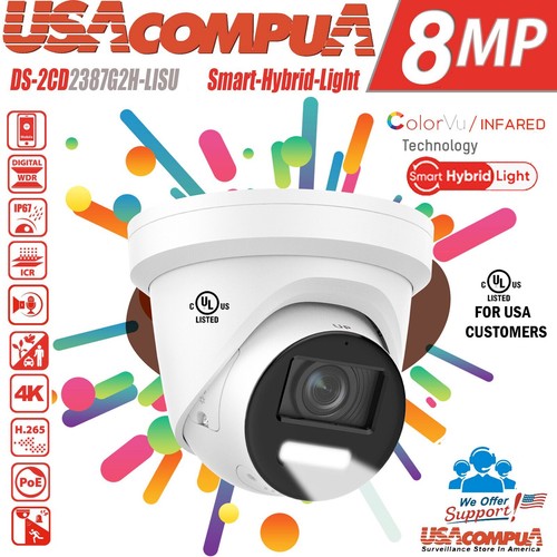 Hikvision 8MP Smart Dual-Light ColorVu AcuSense DS-2CD2387G2H-LIU Mic IP Camera