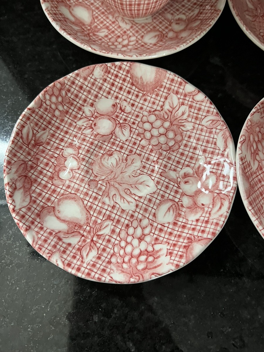 希少 ヴィンテージ GENEVIEVE LETHU チェリー 皿 GENEVIEVE LETHU SERENADE 1994 Tea Cup And Saucer (4) Red