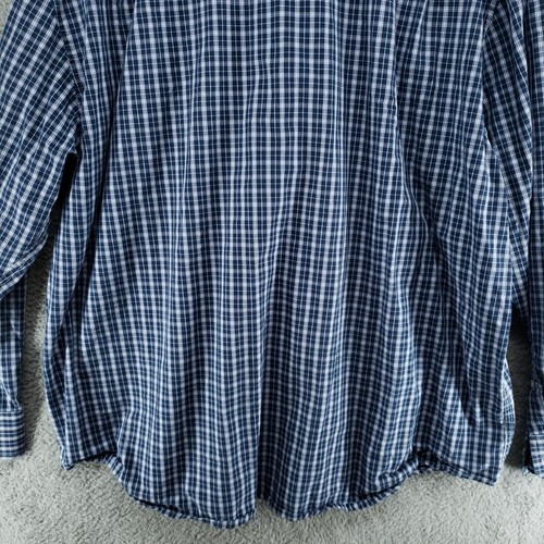 IZOD Mens Check Dress Shirt XXL Long Sleeve Button Down Easy Care Blue Plaid - Picture 12 of 20