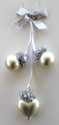Silver & White Heart & Balls Dangling Christmas Ornament — photo 1