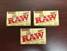 RAW Organic 300s 1 1/4 Cigarette Rolling Papers -3 PACKS