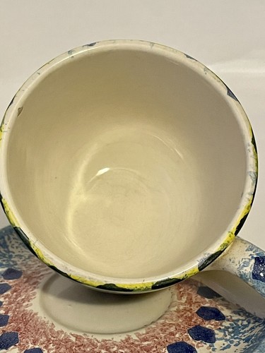 Vintage Renardi Italy Hand Painted Small Cup, Saucer Sponge Painted with Rooster - Picture 13 of 16