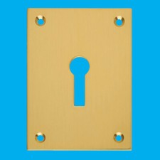 56mm x 44mm 2.2" Rectangular Brushed Brass Escutcheon Plate Lock Key Hole Cover
